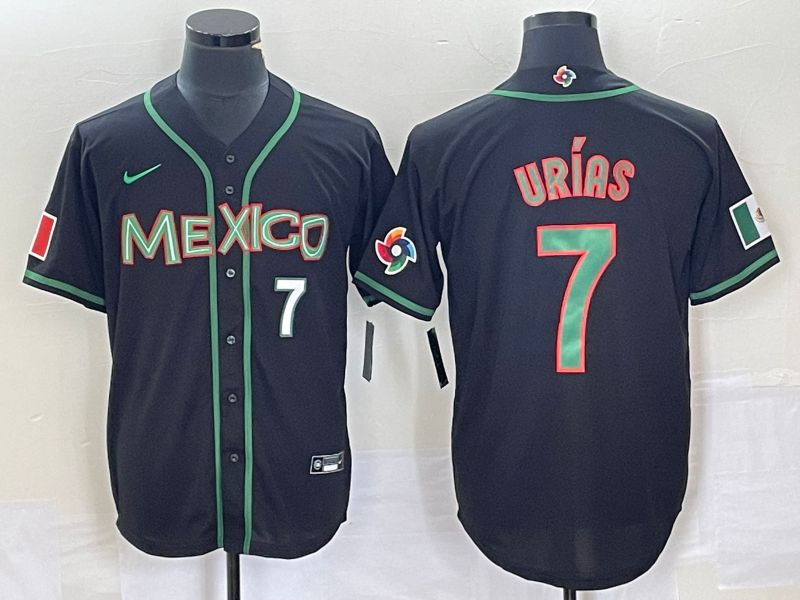 Men 2023 World Cub Mexico #7 Urias Black green Nike MLB Jersey7